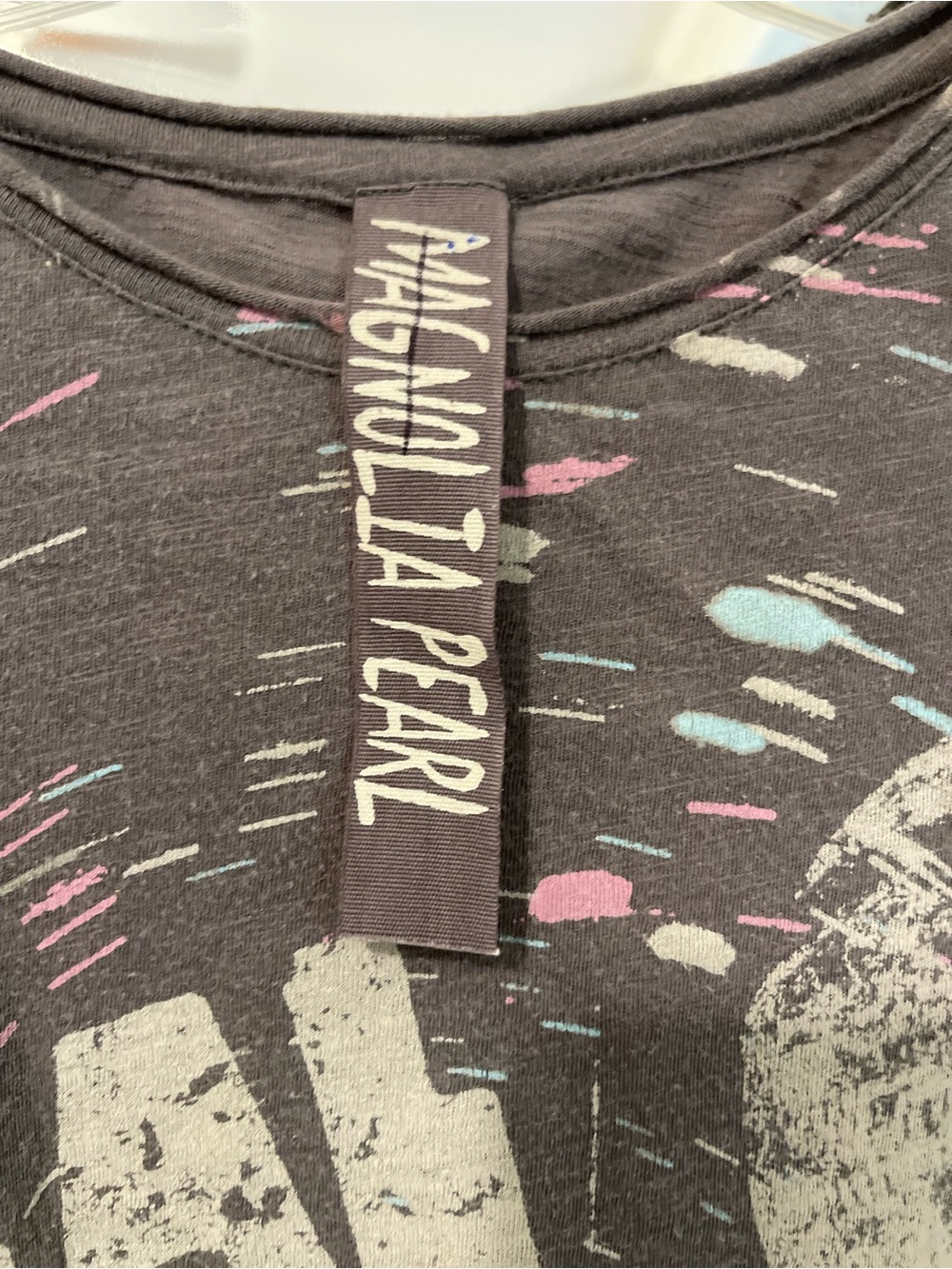 Magnolia Pearl Gray 'Heal Our Earth' Short Sleeve Tee with Pink & Blue Accents - Picture 2 of 3